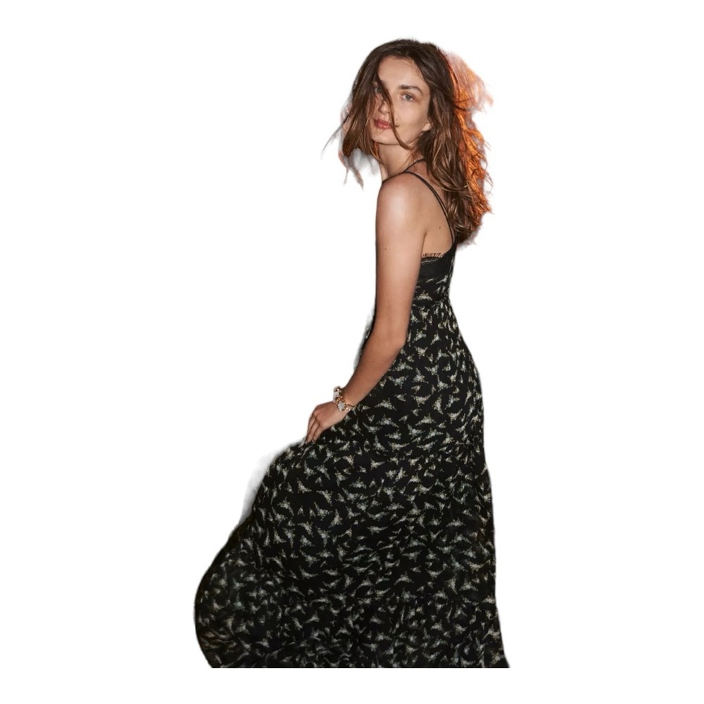 Anthropologie Rana Gill Maxi Dress NWOT Size 0 black floral print - Picture 4 of 5